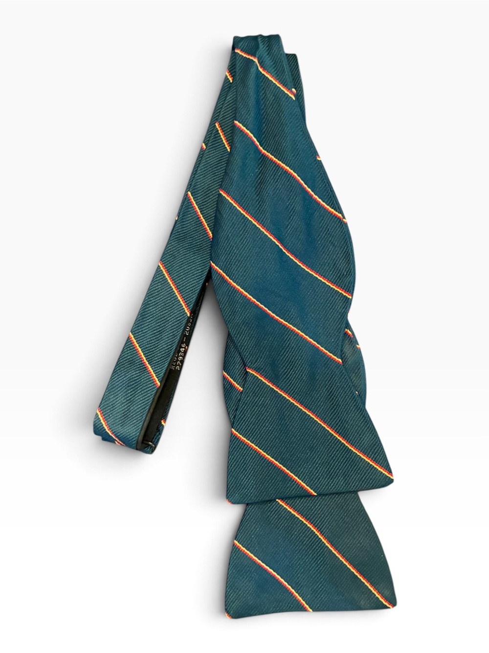 Polo Ralph Lauren Silk Bowtie Self-Tie Green Red Gold Repp Stripe Made in USA